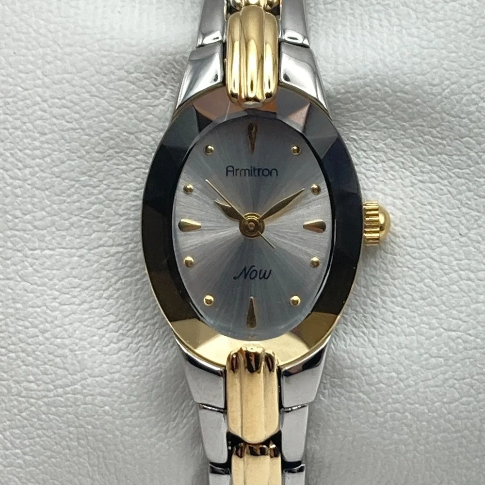 Armitron Now Womens Watch 17mm Silver Gold Two Tone Faceted New Battery SMALL 6
